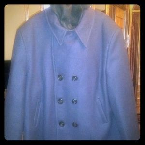 MEN'S BLACK WOOL DOUBLE BREASTED PEA COAT