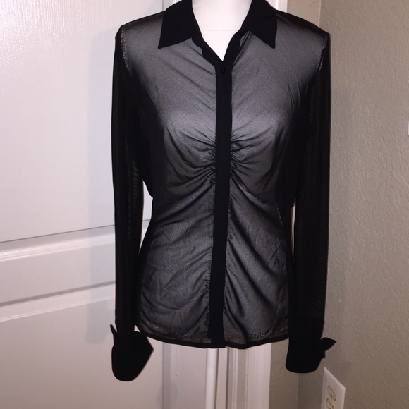 Express Tops - Express Sheer Button Down Top
