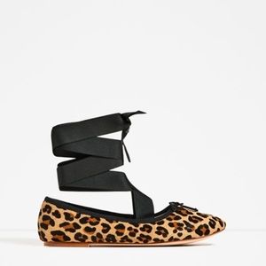 Zara Leopard Print Ballet Shoes
