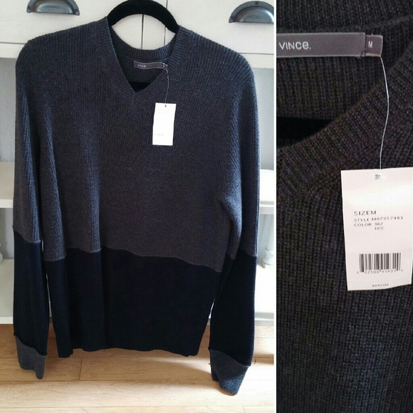 NWT Men's Vince Color Block V-Neck Sweater