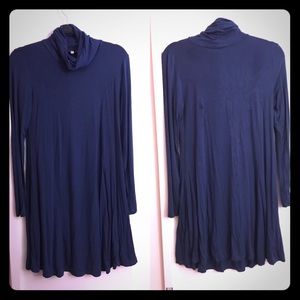Long Sleeve Turtle Neck Dress - Slate Blue