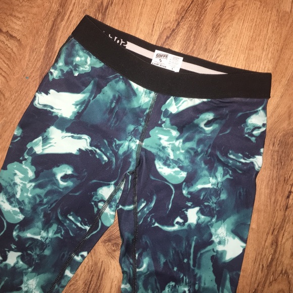 Soffe Dri Blue Marble Crop Workout Legging Pants - Picture 2 of 4