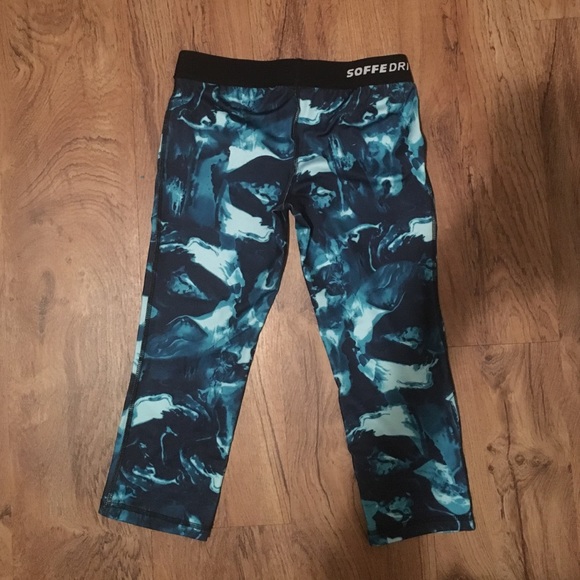 Soffe Dri Blue Marble Crop Workout Legging Pants - Picture 3 of 4