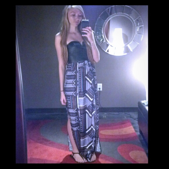 Leather bustier Maxi dress