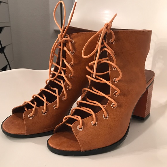 Tan Lace up/Corset Heels