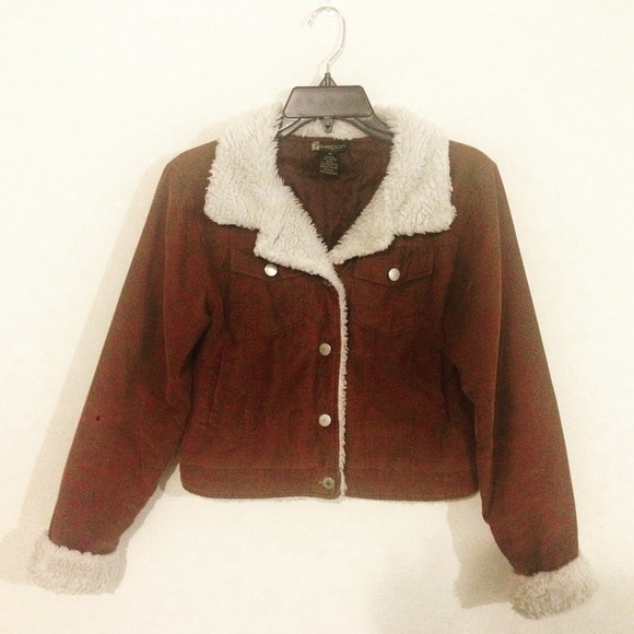 Passport Cropped Corduroy Faux Shearling Jacket