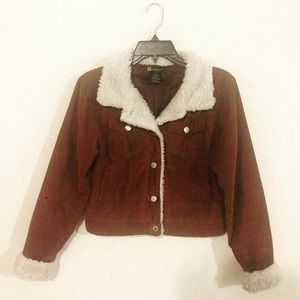 Passport Cropped Corduroy Faux Shearling Jacket