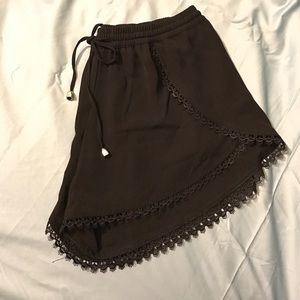 Black Lace Trimmed Shorts