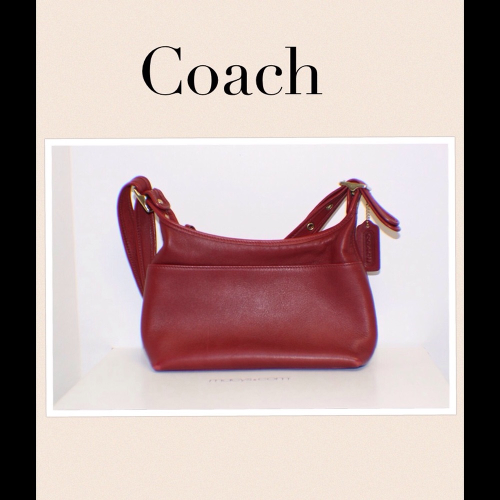 Small Red Coach Leather Shoulder Bag