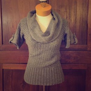 Gray Shortsleeve Cowl neck sweater