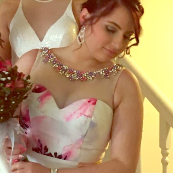Two piece floral prom dress size 6.