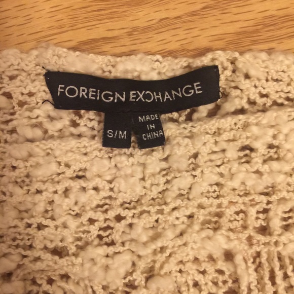 Foreign Exchange Tan tattered knit Sweater SMALL - Picture 2 of 2