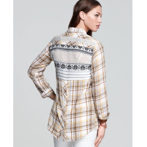 Free People Park Ranger Yellow Plaid Shirt sz S - Picture 1 of 6