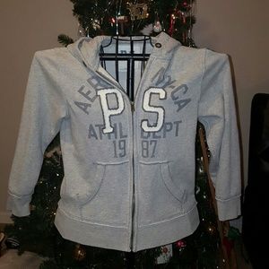 PS boys gray Aeropostale zip up jacket with hood