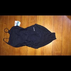 Solid Black Sporti One Piece Swim Suit