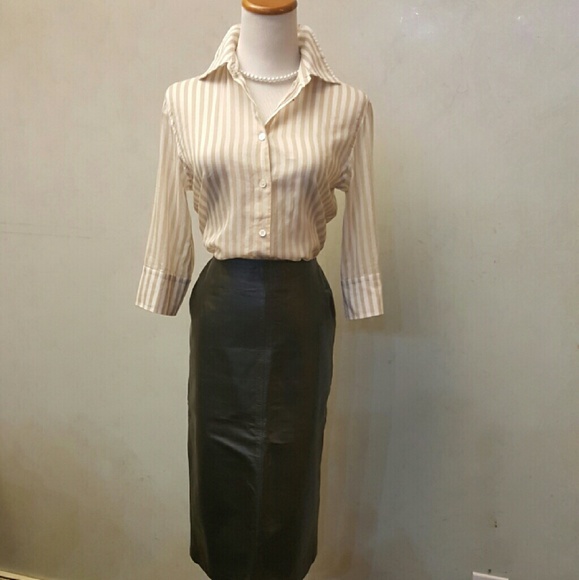Brown 100% leather skirt (N11) - Picture 2 of 4