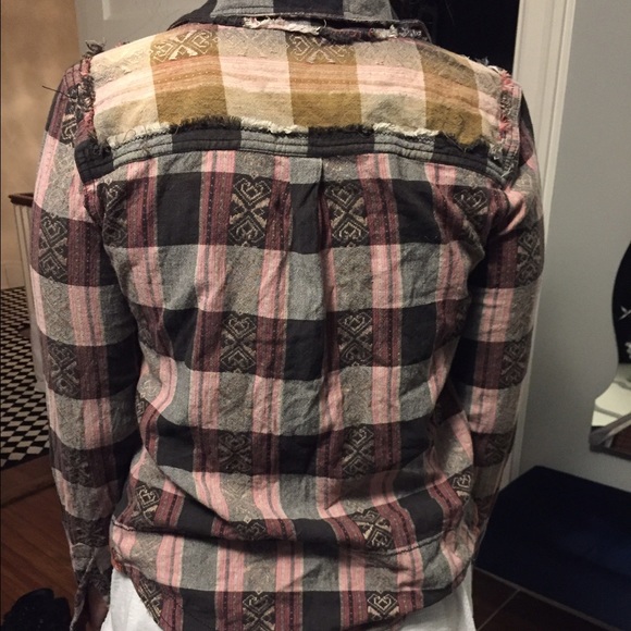 Free people we the free pink vintage style flannel - Picture 2 of 4