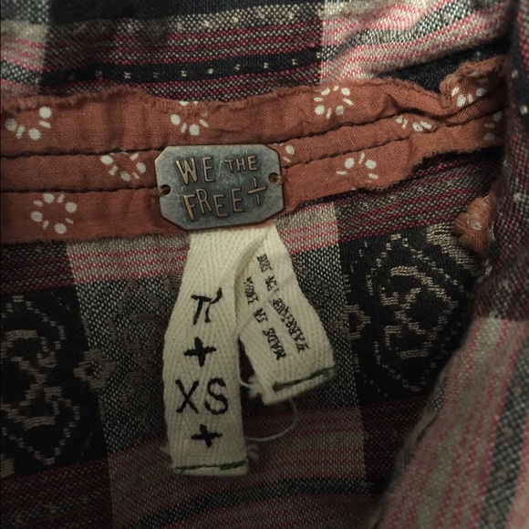 Free people we the free pink vintage style flannel - Picture 3 of 4