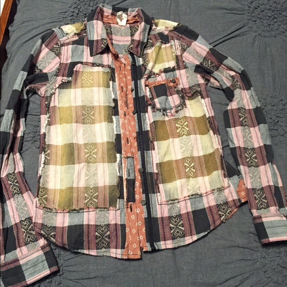 Free people we the free pink vintage style flannel - Picture 4 of 4