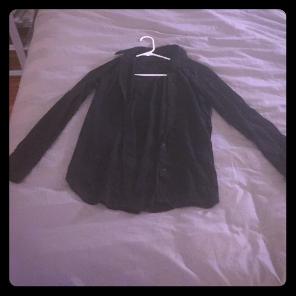 Black chiffon long sleeve button up