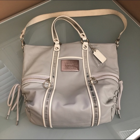 Authentic Large Coach Gray Poppy Tote Bag