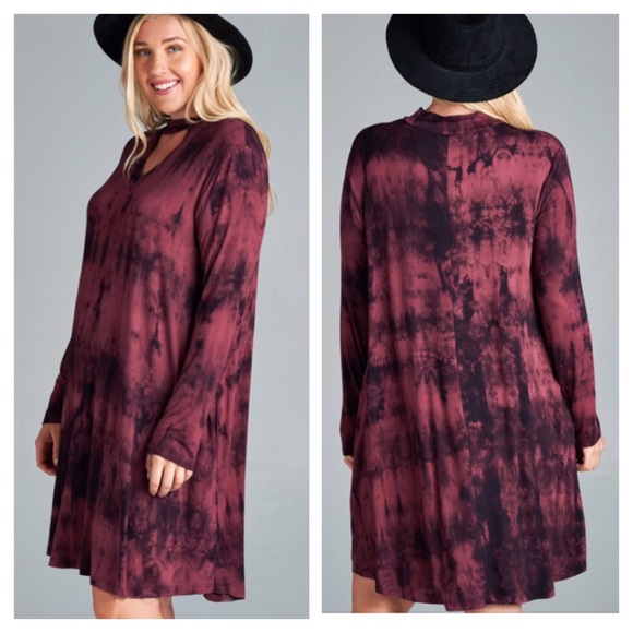 TIE DYE DRESS WITH COLLAR ACCENT - Picture 2 of 3