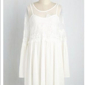 ModCloth white shift dress with lace details