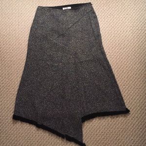 Asymmetrical skirt with a long front slit, size 4