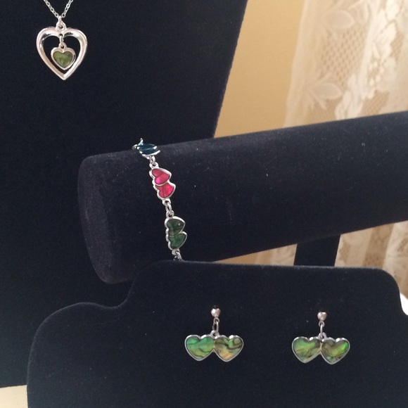 Silver Plated Necklace, Bracelet, & Earrings.