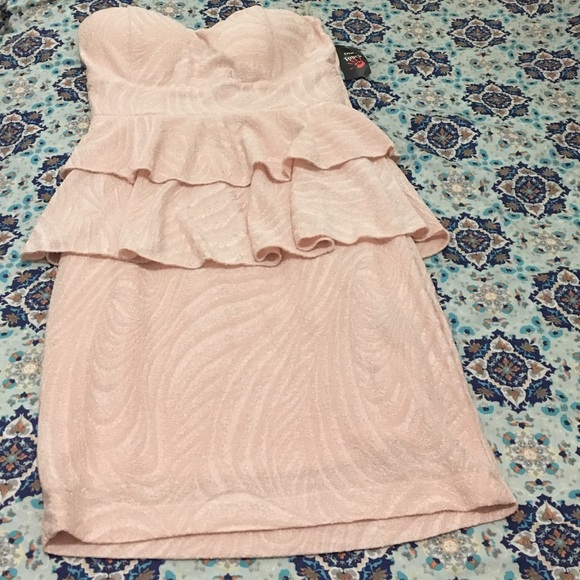 Pink Strapless peplum dress