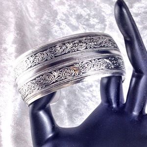 Tibetan Ornate Filigree Cuff Bangle Bracelet