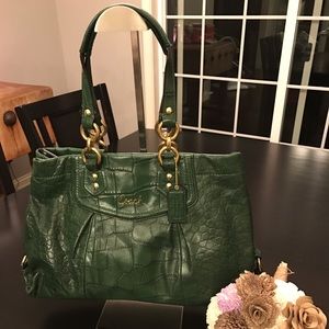 Coach Forest Green Crocodile Handbag