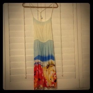 BarIII floral horizon summer cross back dress sz L