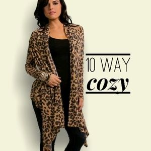 Animal print 10 way cozy convertible cardigan