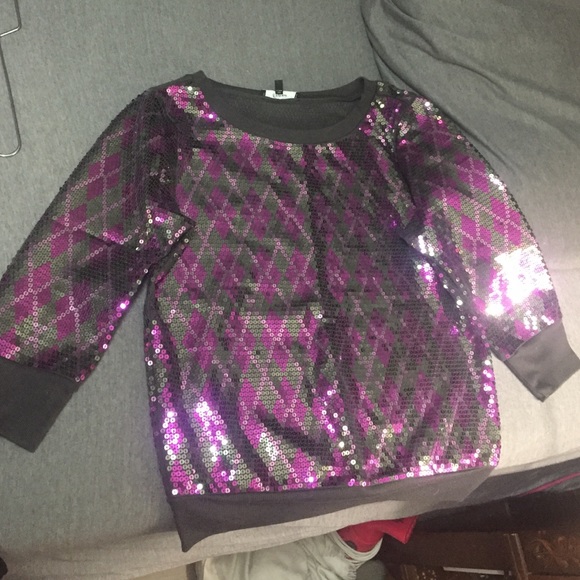 Express sequins 3/4 sleeve sweater