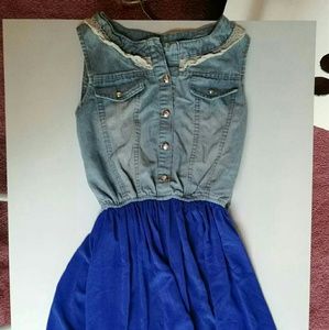 LIKE NEW Denim Vest Asymmetrical Royal Blue Dress