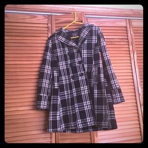 Forever 21 plaid black and white peacoat.