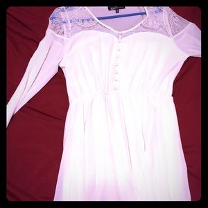 White/Nude long sleeve lace dress, size L, $7