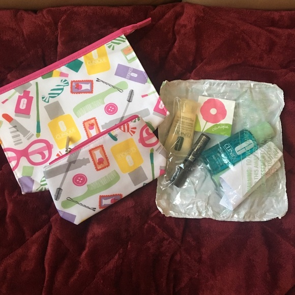 Clinique eyeshadow, lotion, mascara, lipstick