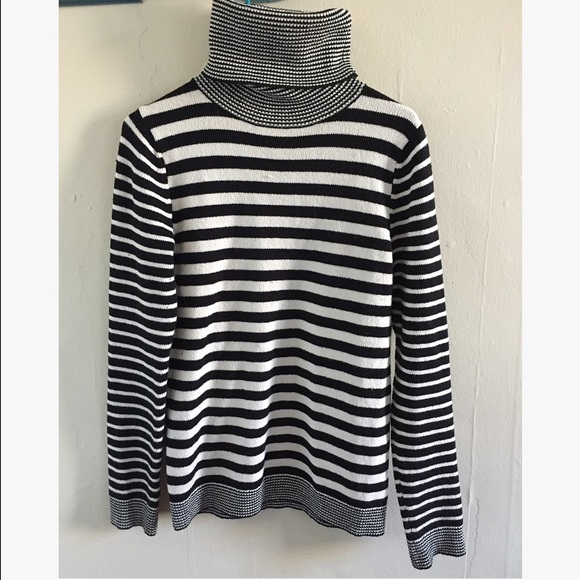 Black and white turtleneck