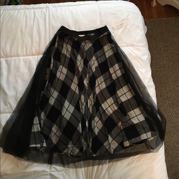 Plaid tulle midi skirt