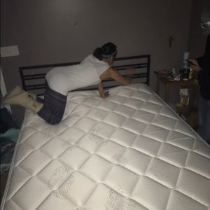 Queen mattress (3mon old) cover boxspring bedframe