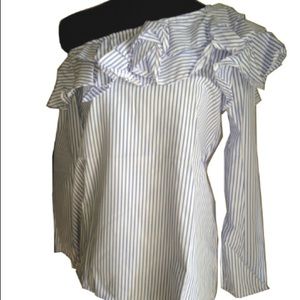 One Shoulder Ruffles Long Sleeve Blouse