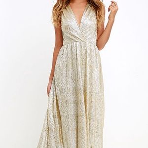 Lulu's All that Shimmer is Gold Dress