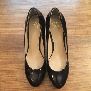 Joan & David Patent Platform Pumps