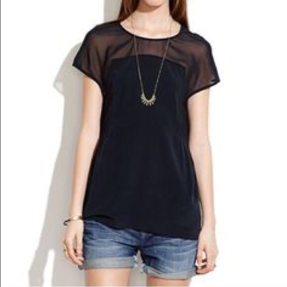 Madewell Silk sheer panel shirt