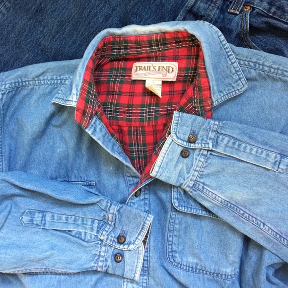 men's flannel lined denim shirt