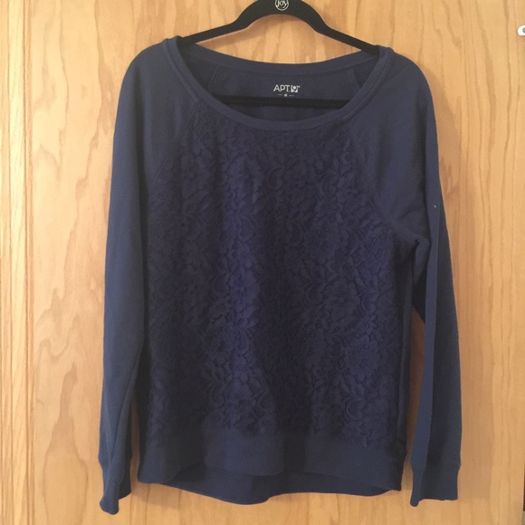 Navy blue lace sweatshirt.