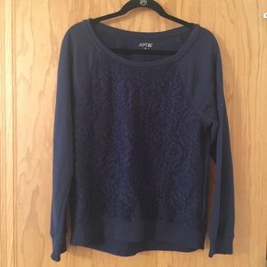 Navy blue lace sweatshirt.