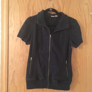 Black, short sleeve, jacket.